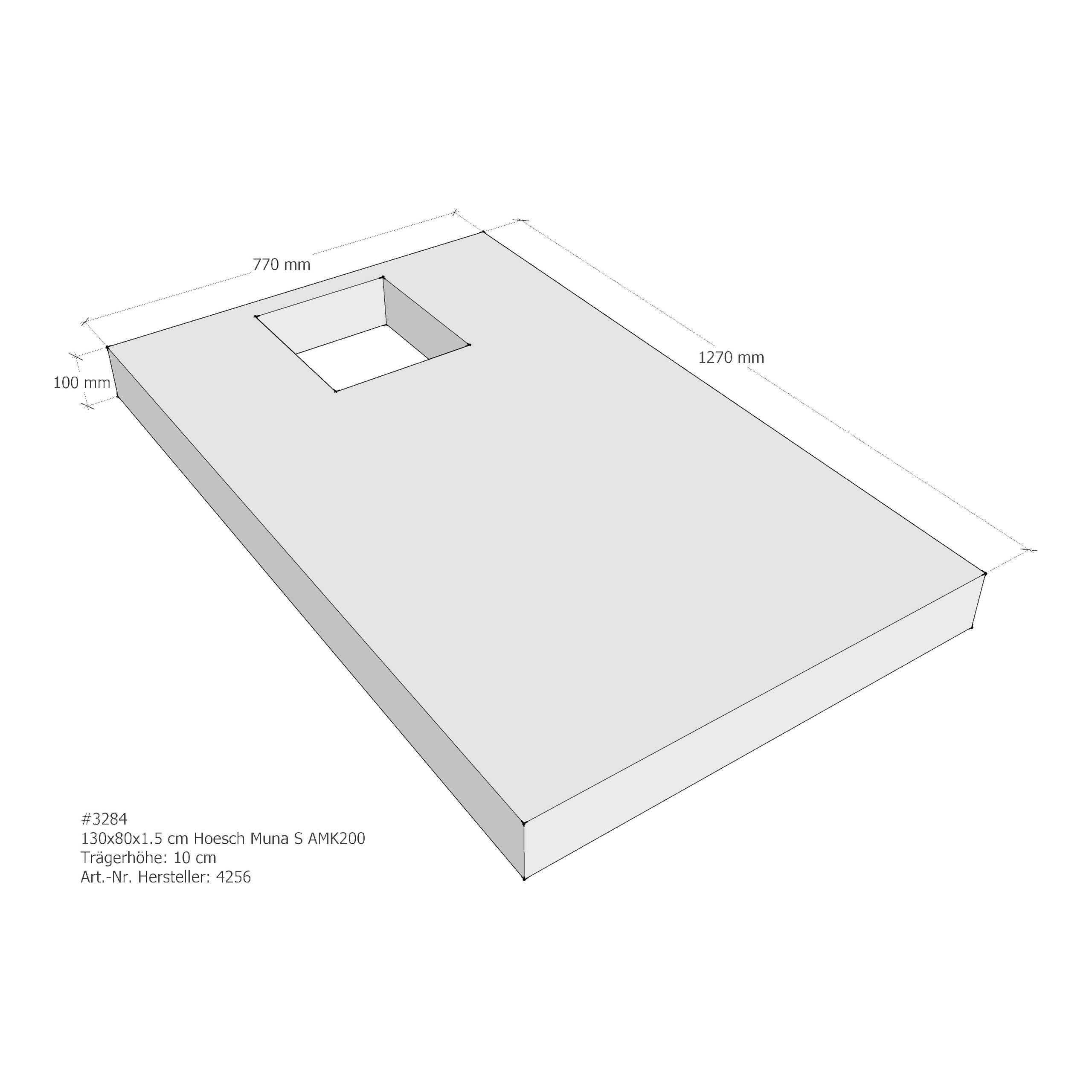 Duschwannenträger für Hoesch Muna S 130 × 80 × 1,5 cm