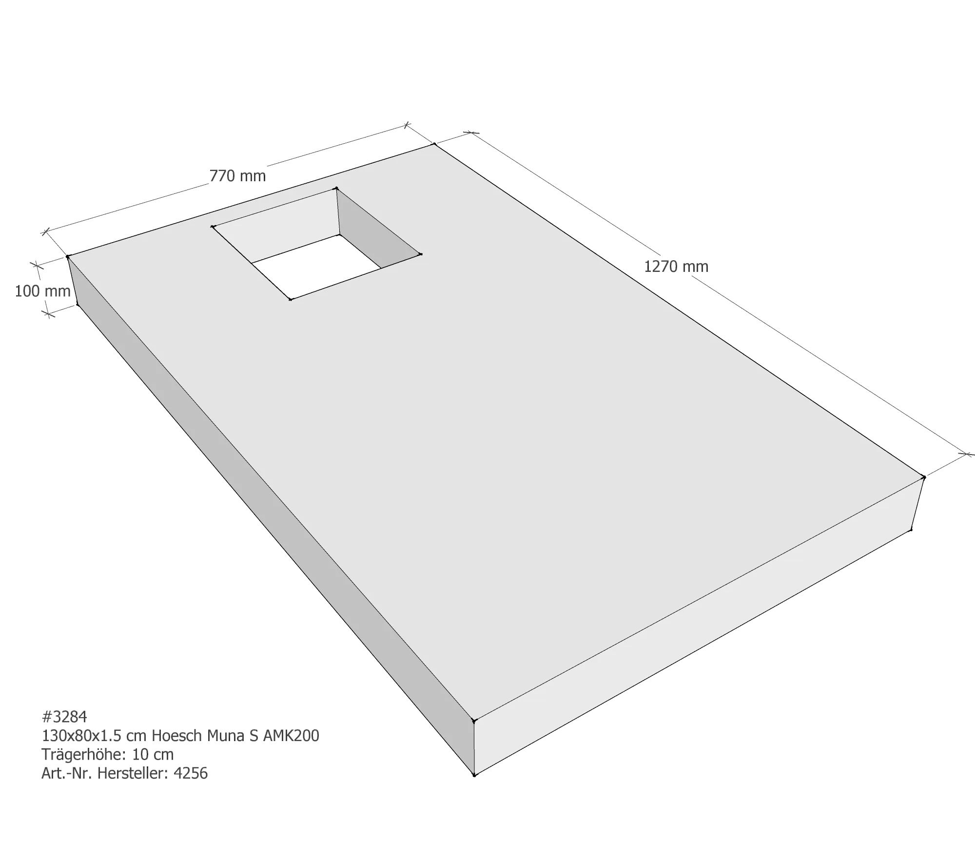 Duschwannenträger passend für Hoesch Muna S 130 × 80 × 1,5 cm Duschwannenträger passend für Hoesch Muna S 130 × 80 × 1,5 cm