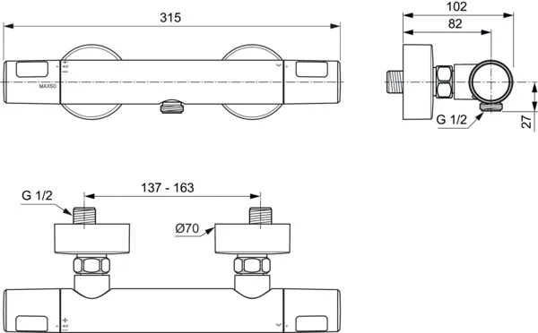 Ideal Standard Brausearmatur Ceratherm T25 Chrom - Hochwertige Armatur für zeitloses Design und praktischen Komfort Ideal Standard Brausearmatur Ceratherm T25 Chrom - Hochwertige Armatur für zeitloses Design und praktischen Komfort