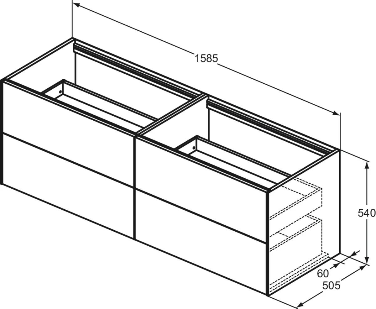 Ideal Standard Waschtischunterschrank „Conca“ 158,5 × 54 × 50,5 cm Weiß matt lackiert Ideal Standard Waschtischunterschrank „Conca“ 158,5 × 54 × 50,5 cm Weiß matt lackiert