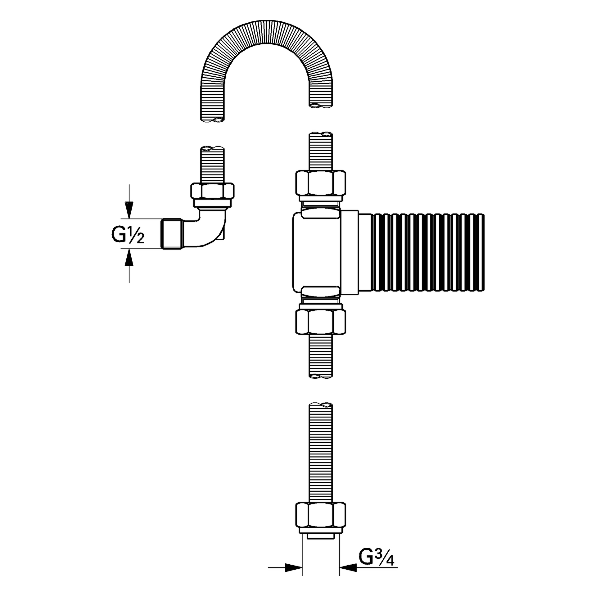 Anschlussgarnitur Talentofill 28995, DN 20, mit 3,5 m-flexiblem Anschlussrohr (2 teilig)