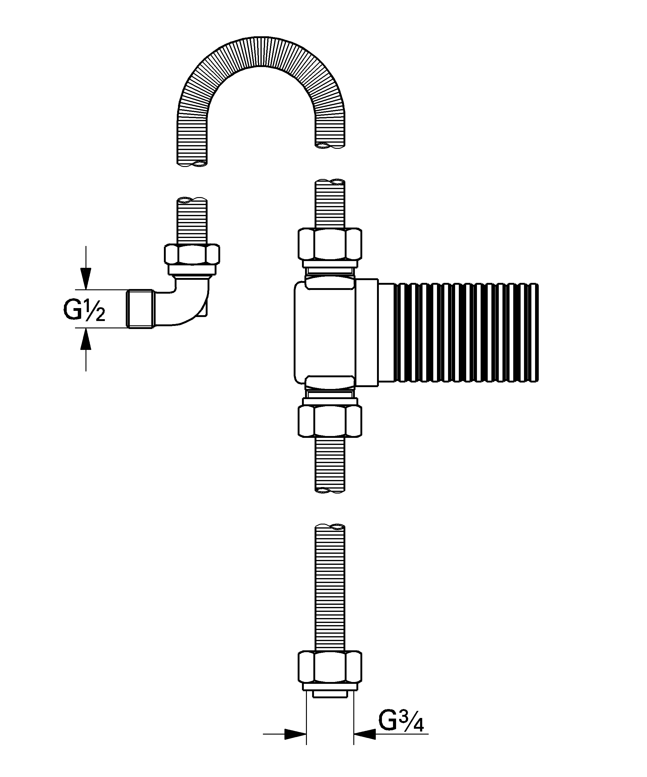 Anschlussgarnitur Talentofill 28995, DN 20, mit 3,5 m-flexiblem Anschlussrohr (2 teilig)