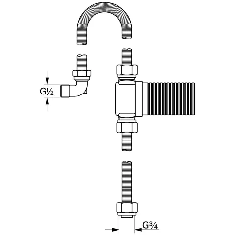 Anschlussgarnitur Talentofill 28995, DN 20, mit 3,5 m-flexiblem Anschlussrohr (2 teilig) Anschlussgarnitur Talentofill 28995, DN 20, mit 3,5 m-flexiblem Anschlussrohr (2 teilig)
