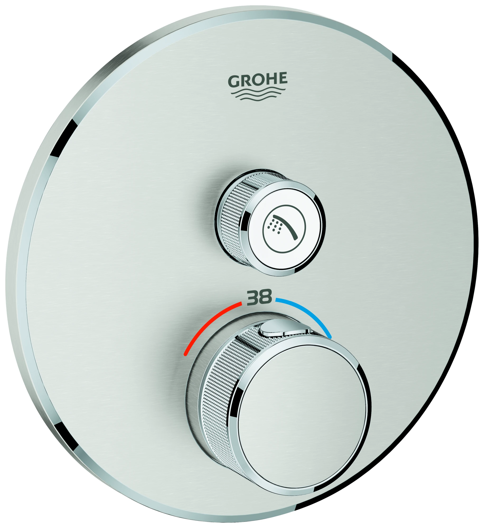 Thermostat Grohtherm SmartControl 29118, mit einem Absperrventil, Fertigmontageset für Rapido SmartBox, Wandrosette rund, chrom