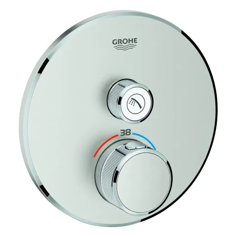 Thermostat Grohtherm SmartControl 29118, mit einem Absperrventil, Fertigmontageset für Rapido SmartBox, Wandrosette rund, chrom Thermostat Grohtherm SmartControl 29118, mit einem Absperrventil, Fertigmontageset für Rapido SmartBox, Wandrosette rund, chrom