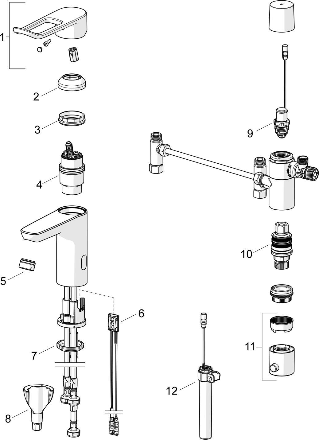 EHM Waschtischbatterie CLINICA 4525 Bügelhebel 3 V, Bluetooth Chrom