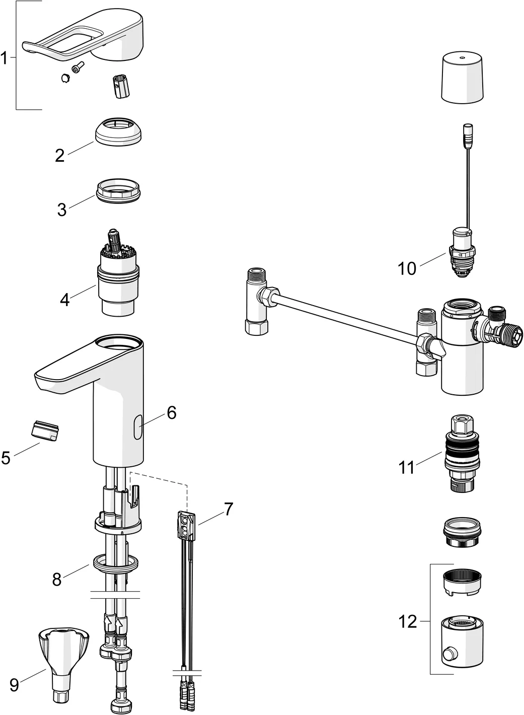 Hansa Waschtischarmatur, elektronisch „Clinica“ Ausladung 115 mm in Chrom Hansa Waschtischarmatur, elektronisch „Clinica“ Ausladung 115 mm in Chrom