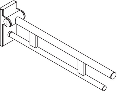 Mobiler Stützklappgriff Duo, Design A des Systems 900, Edelstahl, PVD, Ausladung 700 mm, in Farbe CK (messing glänzend)