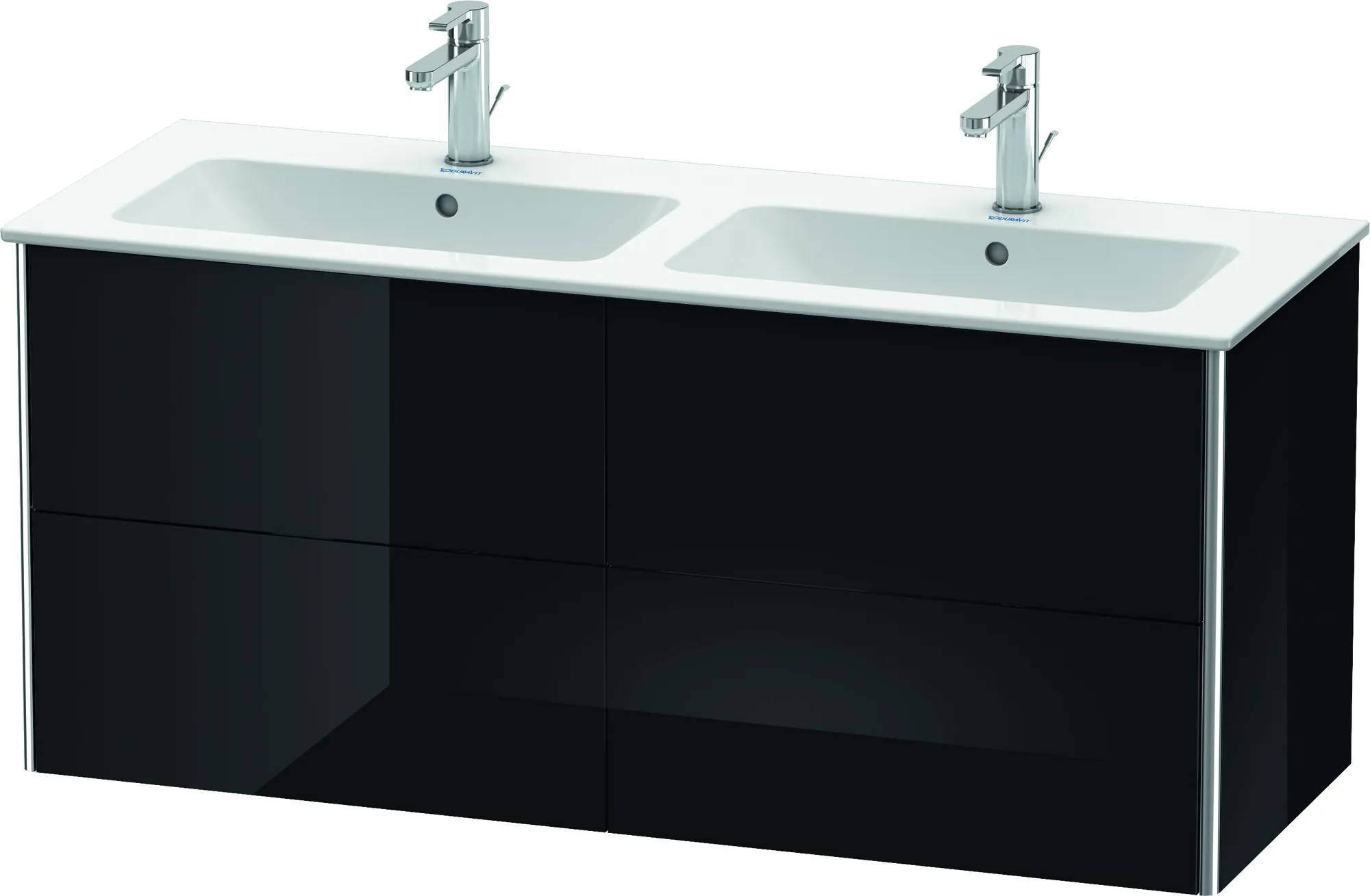 Duravit Waschtischunterschrank wandhängend „XSquare“ 128 × 56 × 47,8 cm Schwarz Hochglanz