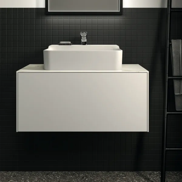 Waschtischplatte Conca, aus Keramik, 802x505x6mm, Marmor Noir Desir Waschtischplatte Conca, aus Keramik, 802x505x6mm, Marmor Noir Desir