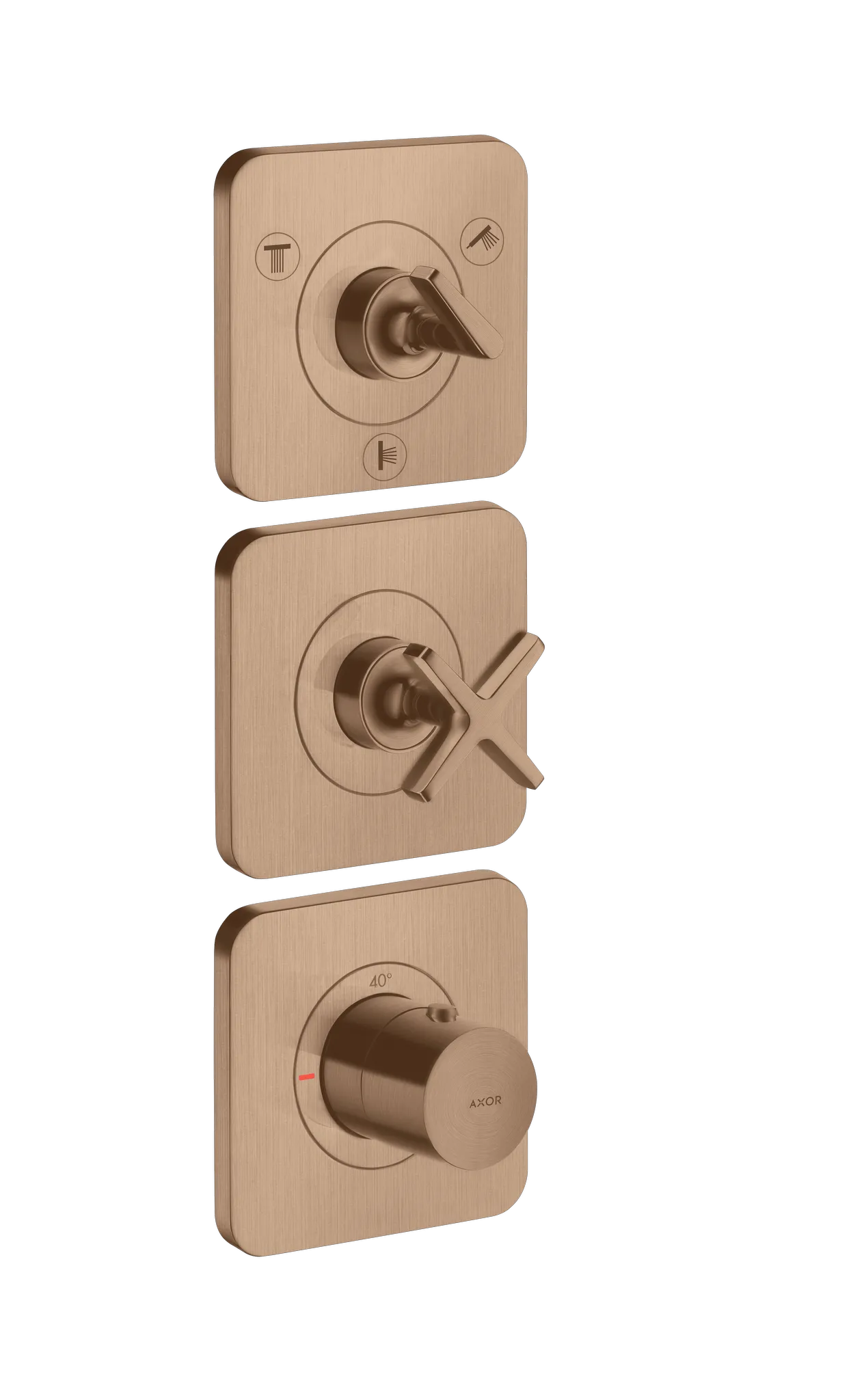 Hansgrohe AXOR Citterio E Thermostatmodul 380⁄120 Unterputz für 3 Verbraucher Brushed Red Gold