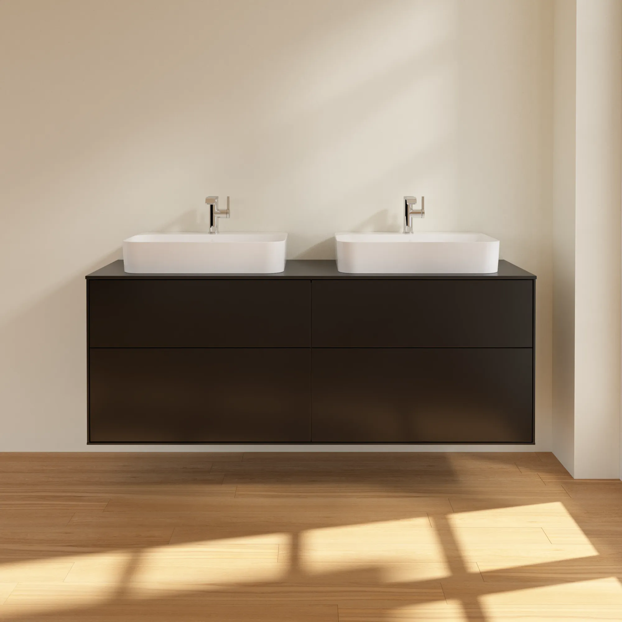 Villeroy & Boch Waschtischunterschrank „Finion“ für Schrankwaschtisch 1600 × 603 × 501 mm Black Matt Lacquer, für links und rechts