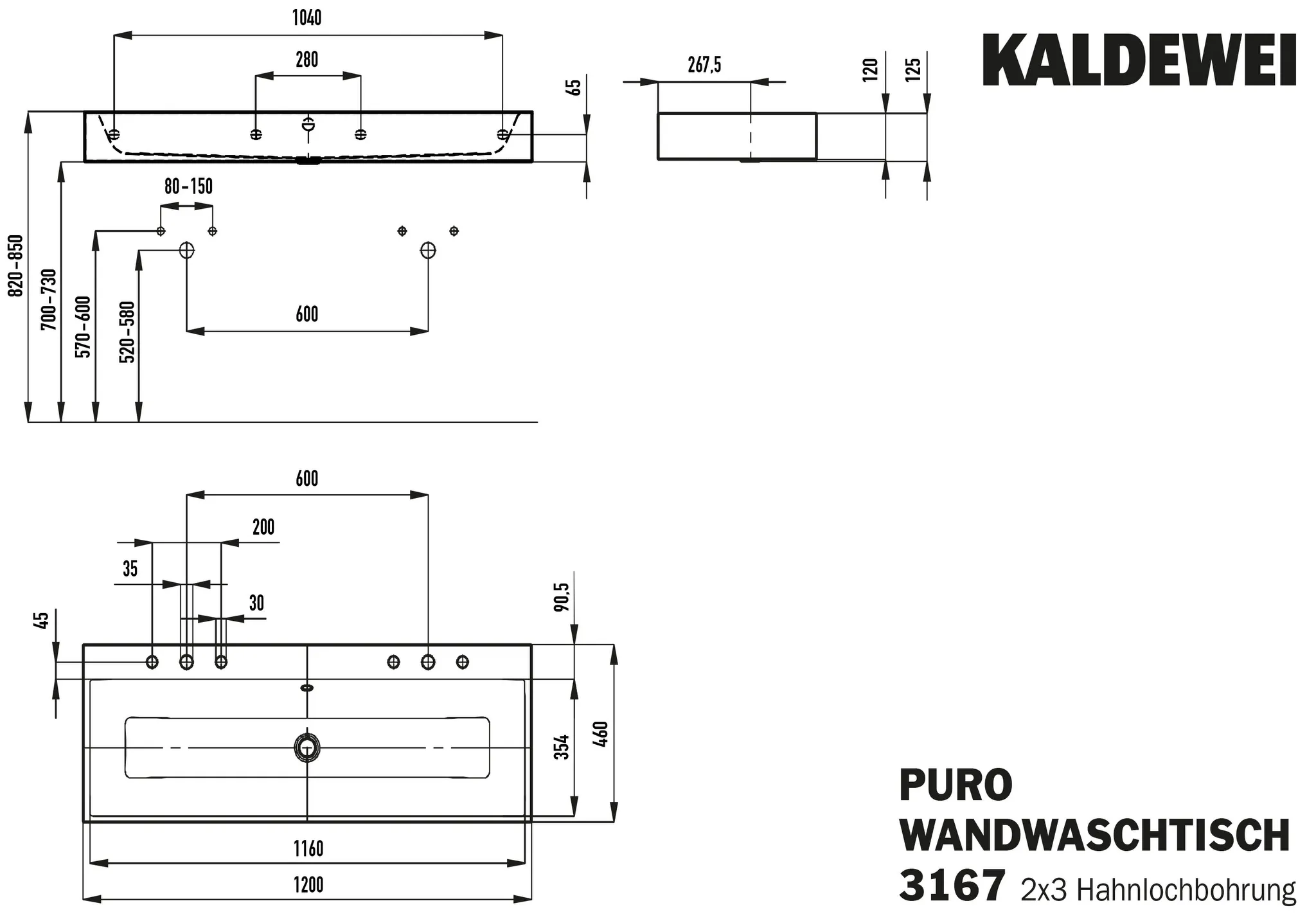 Doppelwaschtisch „Puro“ 120 × 46 cm in alpinweiß matt, mit Perl-Effekt