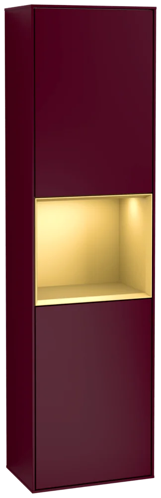 Villeroy & Boch Hochschrank Finion F460HF - Eckig, 418x1516x270 mm, Peony Matt Lacquer mit Gold Regal, Beleuchtung dimmbar, 2 Türen
