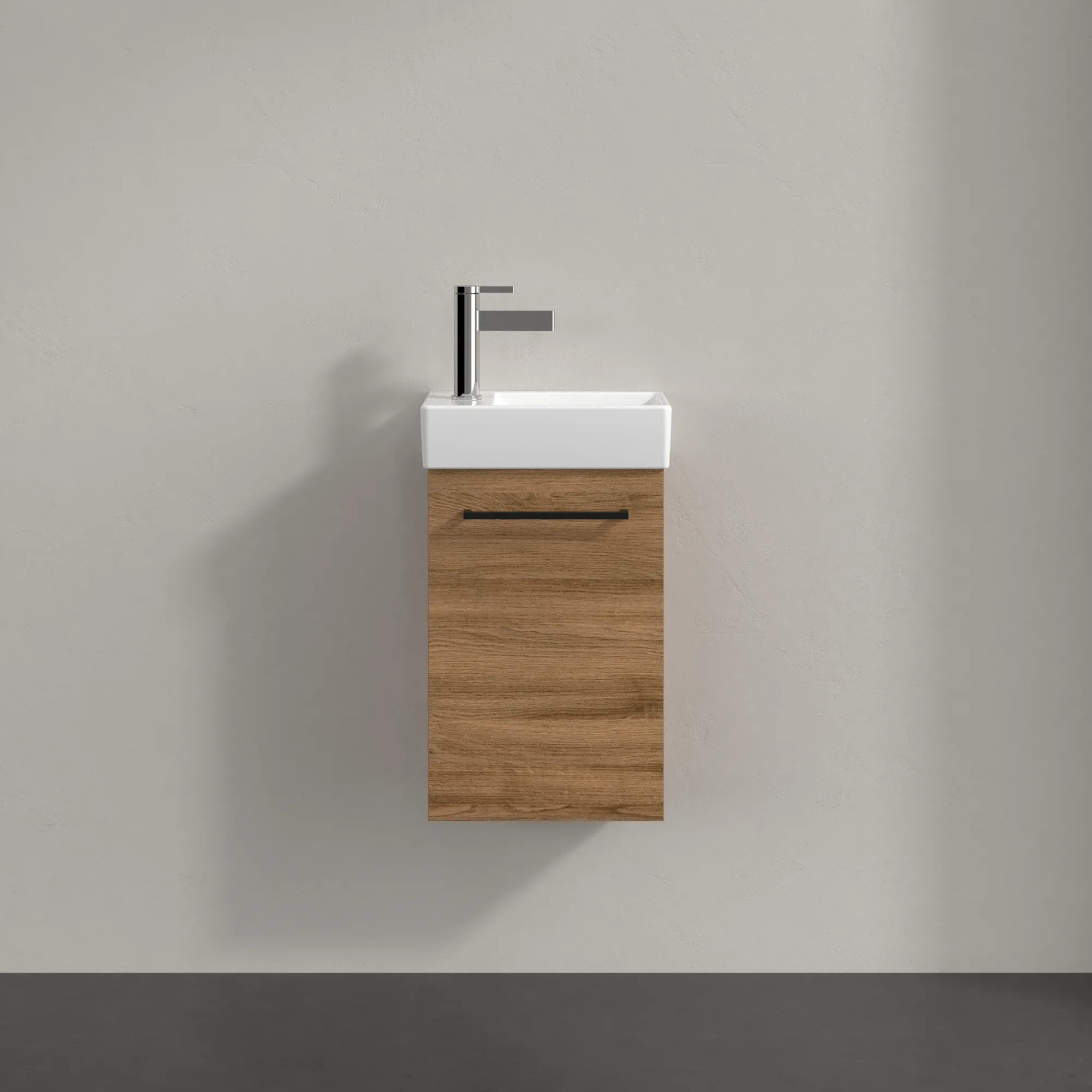 Villeroy & Boch Waschtischunterschrank mit Tür „Avento“ für Schrankwaschtisch 340 × 514 × 202 mm Kansas Oak, Anschlag rechts, Soft Closing, 1 Tür