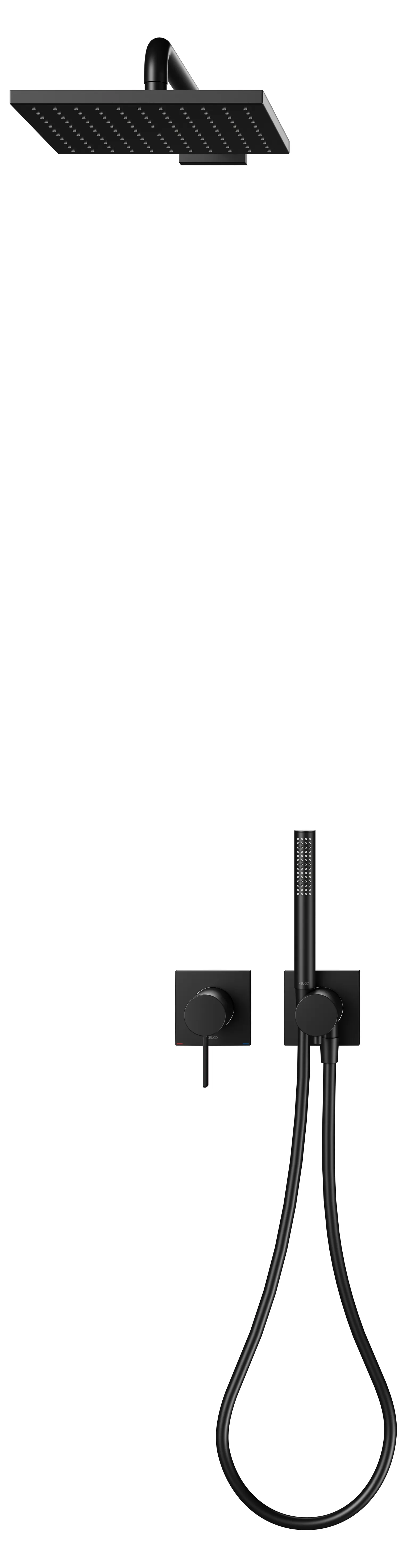 IXMO Sets IXMO Set 4 Einhebelmischer, eckig mit Brausehalter u. Kopfbrause schwarz matt IXMO Sets IXMO Set 4 Einhebelmischer, eckig mit Brausehalter u. Kopfbrause schwarz matt