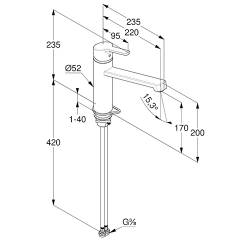 Kludi M3 Spültisch-EHM DN 15 mattschwarz