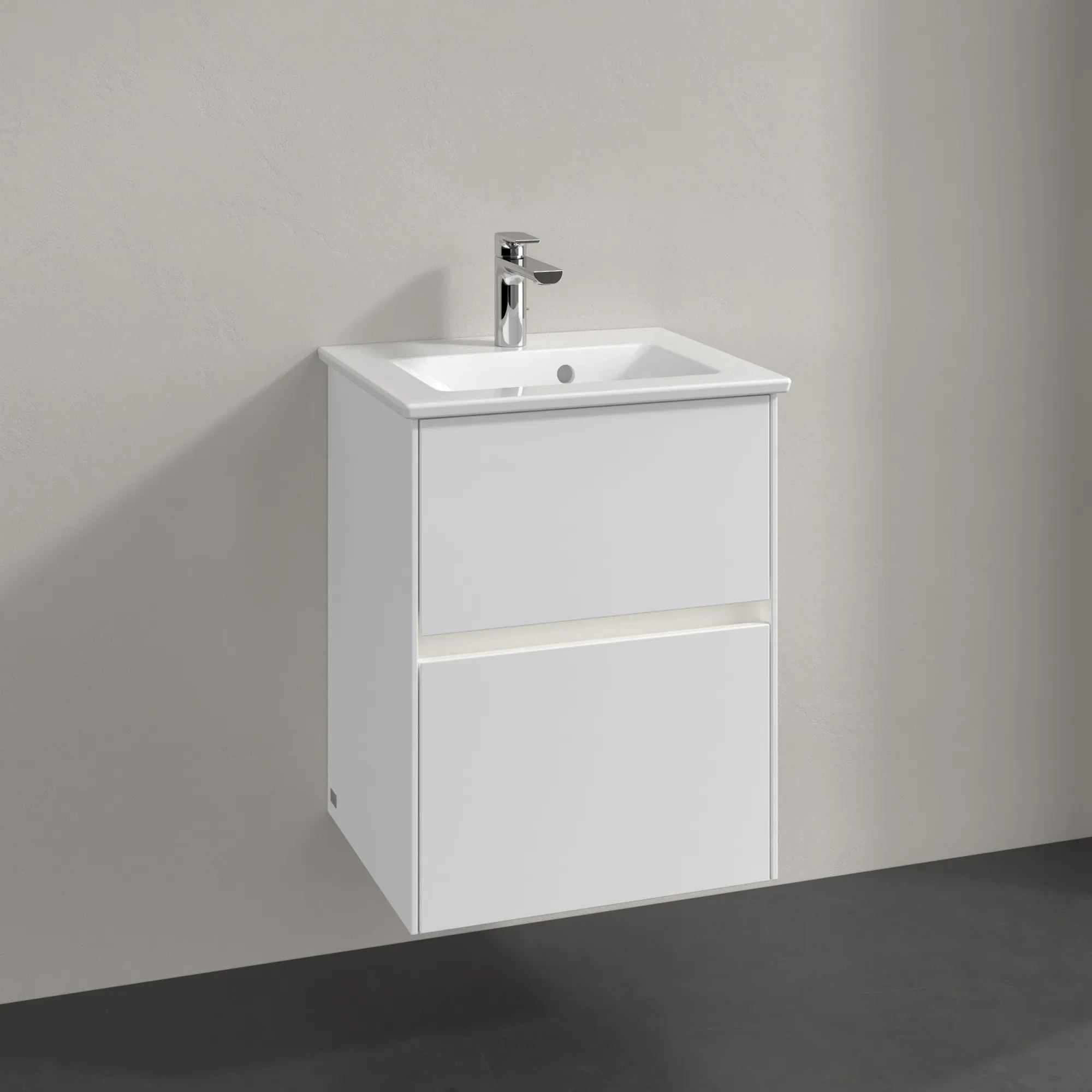 Villeroy & Boch Waschtischunterschrank „Collaro“ 472 × 610 × 404 mm Weiß Matt, mit Beleuchtung, für Becken mittig