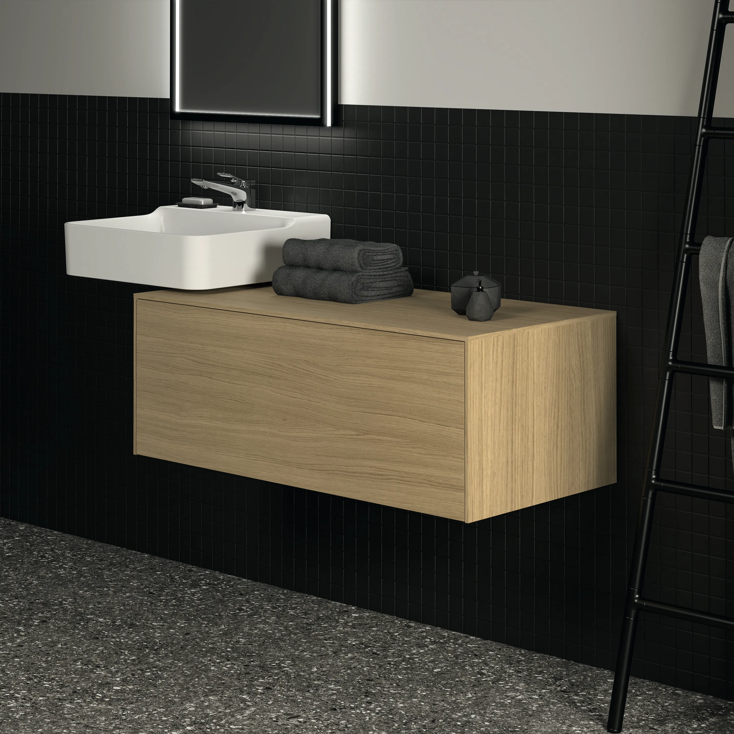 Ideal Standard Waschtischunterschrank „Conca“ 100,2 × 37 × 50,5 cm Eiche hell Furnier Ideal Standard Waschtischunterschrank „Conca“ 100,2 × 37 × 50,5 cm Eiche hell Furnier