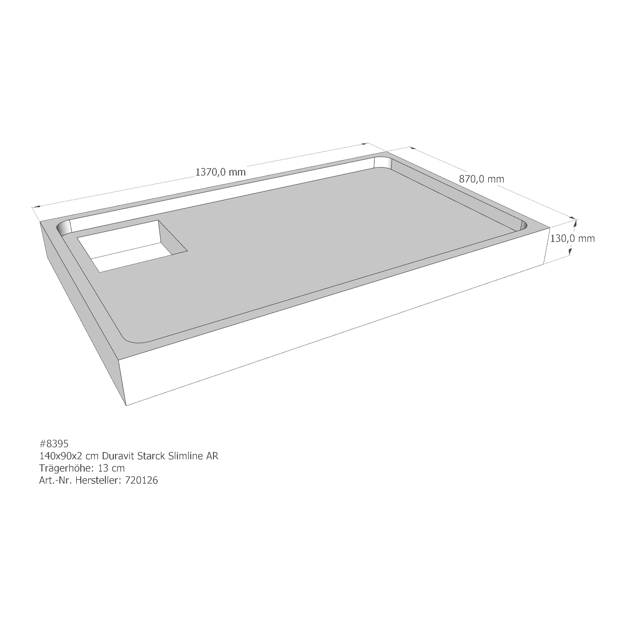 Duschwannenträger für Duravit Starck Slimline 140 × 90 × 2 cm Duschwannenträger für Duravit Starck Slimline 140 × 90 × 2 cm