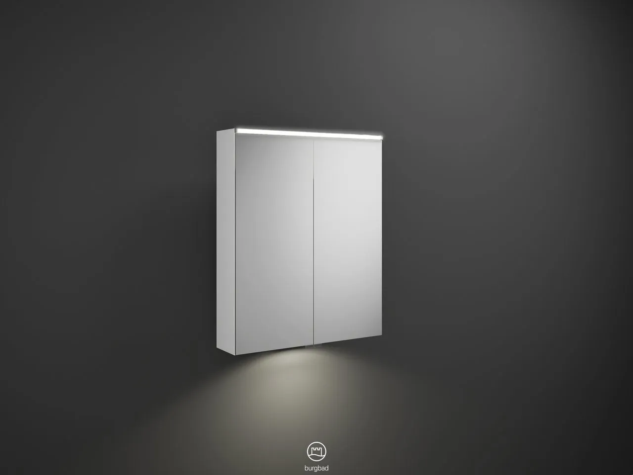 Spiegelschrank Eqio von burgbad - beidseitig verspiegelt, LED-Aufsatzleuchte 4250 K, Schalter-Steckdosenelement, Glaseinlegeböden, LED-Waschtischbeleuchtung 5 W, IP24, 170x650x800 mm