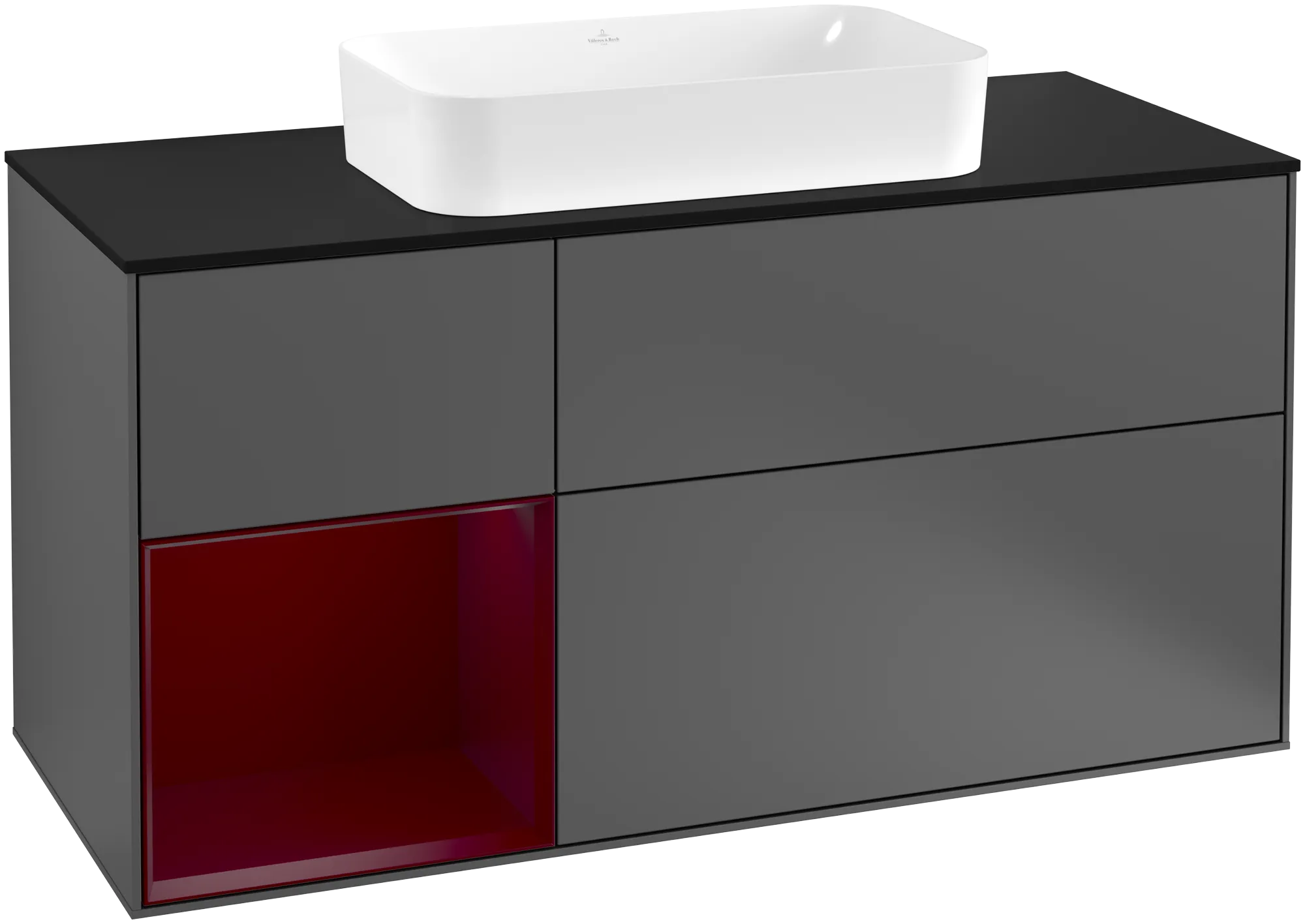 Villeroy & Boch Waschtischunterschrank „Finion“ für Schrankwaschtisch 1200 × 603 × 501 mm Anthracite Matt Lacquer, mit Hahnlochbohrung, für Becken mittig Villeroy & Boch Waschtischunterschrank „Finion“ für Schrankwaschtisch 1200 × 603 × 501 mm Anthracite Matt Lacquer, mit Hahnlochbohrung, für Becken mittig