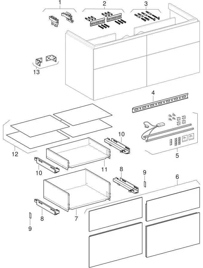 Geberit Waschtischunterschrank „Xeno2“ sculturagrau / Melamin Holzstruktur