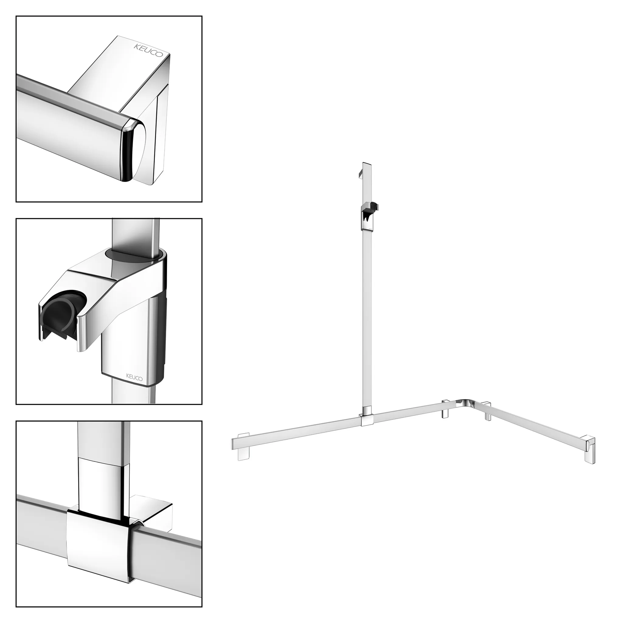 KEUCO Duschhandlauf mit Brausestange „Axess“ 1150 × 850 × 1300 mm Ausführung links, in Silber (eloxiert) KEUCO Duschhandlauf mit Brausestange „Axess“ 1150 × 850 × 1300 mm Ausführung links, in Silber (eloxiert)