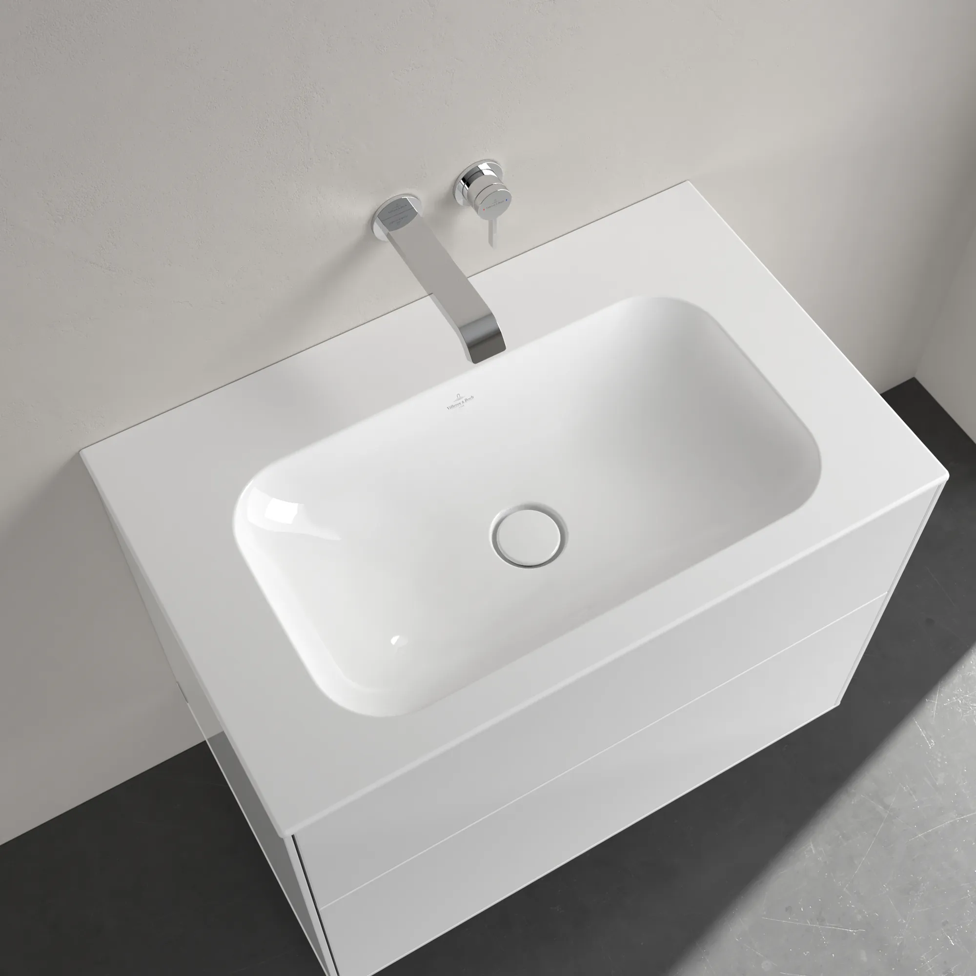 Villeroy & Boch Schrankwaschtisch aus TitanCeram „Finion“ 800 × 500 × 160 mm, ohne Hahnlochbohrung in Weiß Alpin, mit CeramicPlus Villeroy & Boch Schrankwaschtisch aus TitanCeram „Finion“ 800 × 500 × 160 mm, ohne Hahnlochbohrung in Weiß Alpin, mit CeramicPlus