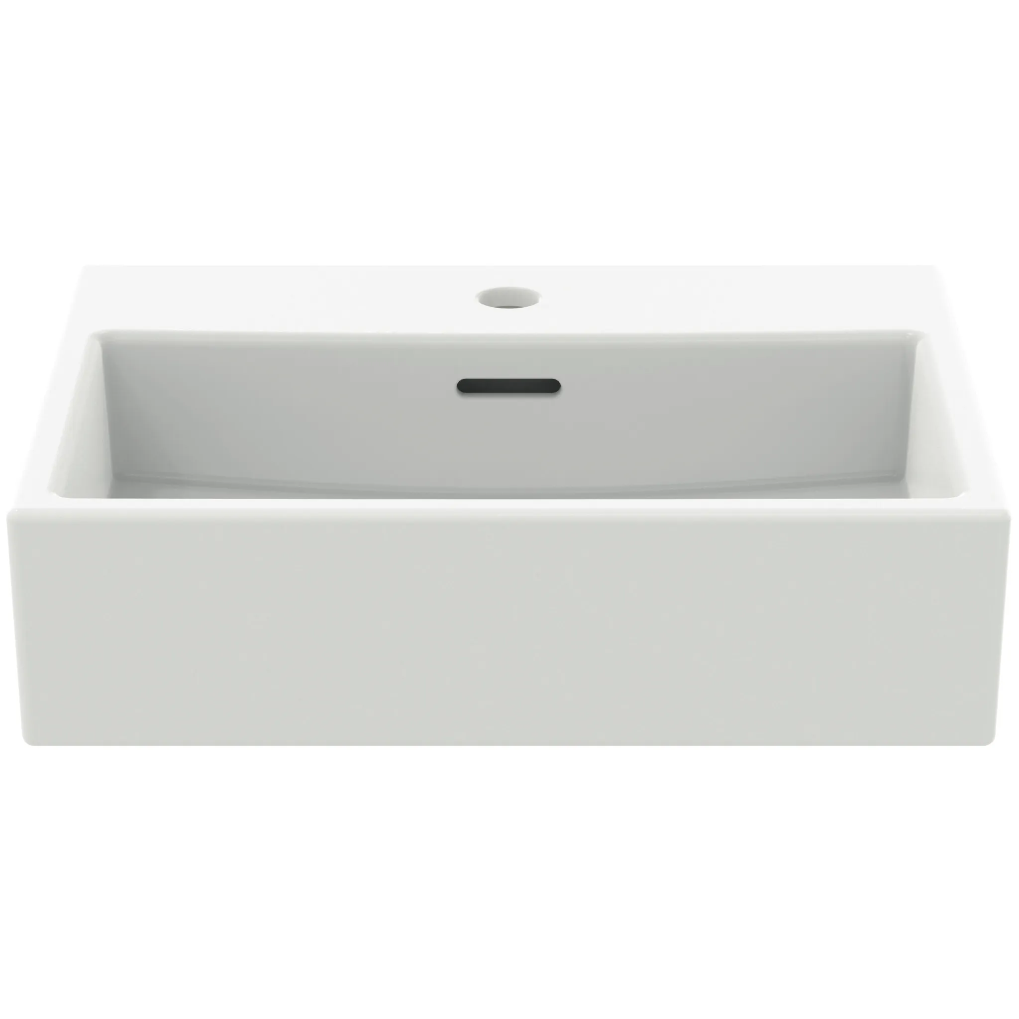 Waschbecken „Extra“ 50 × 42 × 14,5 cm, Hahnlochposition mittig in Seidenweiß