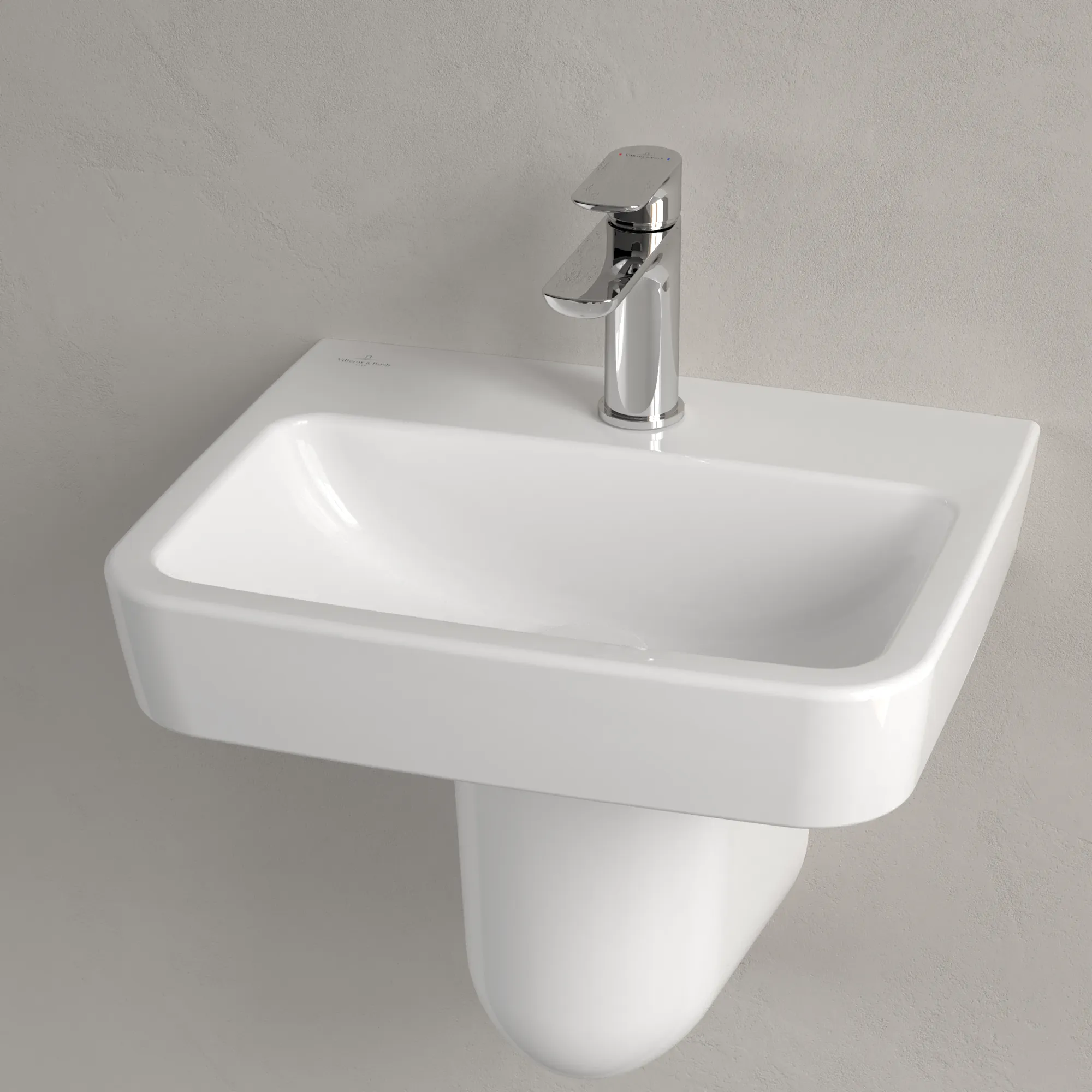 Villeroy & Boch Handwaschbecken „O.novo“ 450 × 370 × 160 mm, für Becken mittig, mit Hahnlochbohrung, Hahnlochposition mittig in Weiß Alpin Villeroy & Boch Handwaschbecken „O.novo“ 450 × 370 × 160 mm, für Becken mittig, mit Hahnlochbohrung, Hahnlochposition mittig in Weiß Alpin