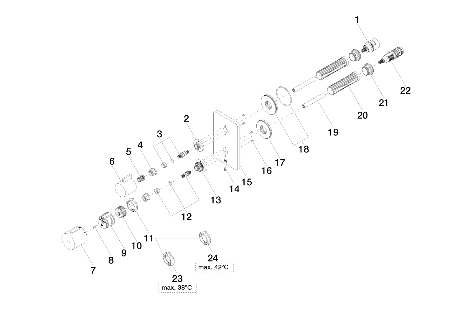 UP-Thermostat mit Einweg-Mengenregulierung LULU Chrom 36425710 UP-Thermostat mit Einweg-Mengenregulierung LULU Chrom 36425710