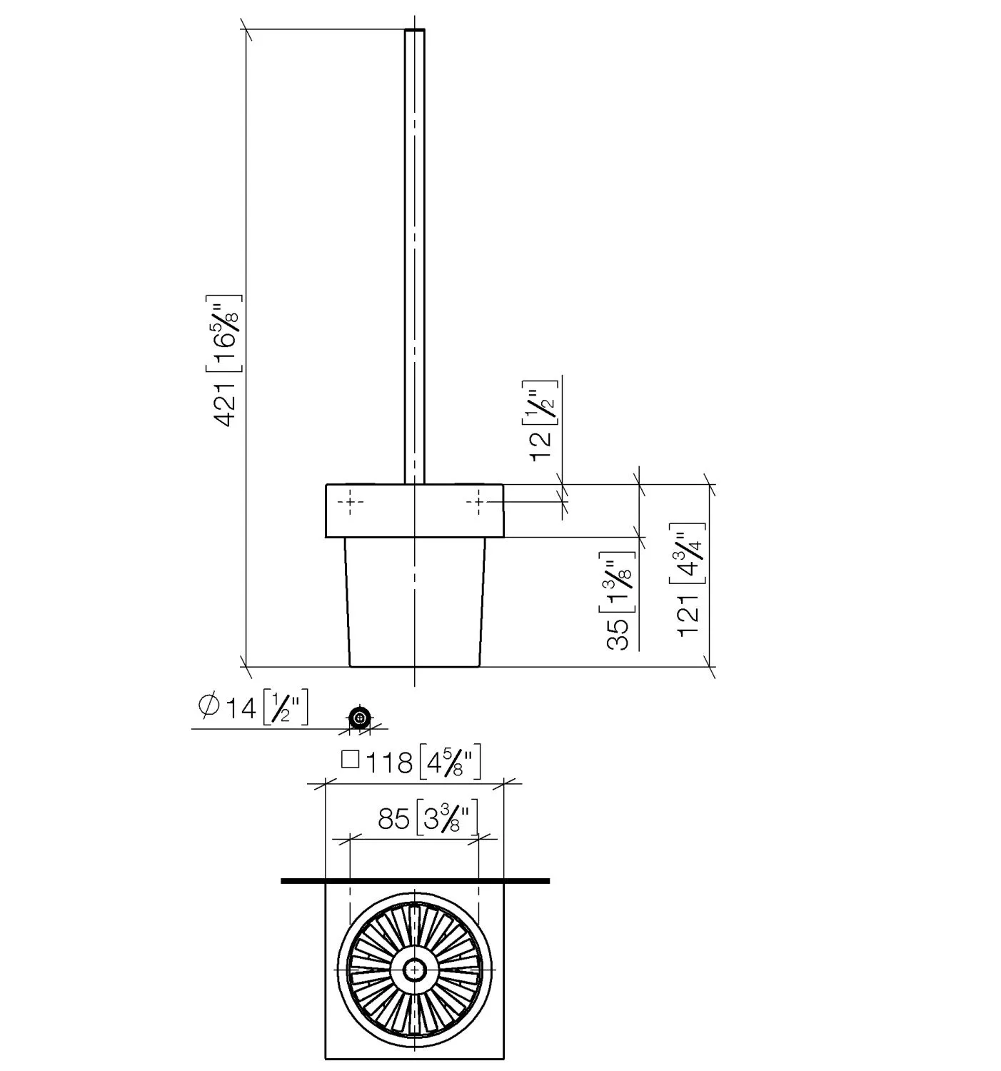 Dornbracht Toiletten-Bürstengarnitur Wandmodell SERIENSPEZIFISCH Bronze gebürstet, Glas Kristallglas matt, Bürstenkopf mattschwarz, Breite 118 mm, Höhe 415 mm, Ausladung 118 mm Dornbracht Toiletten-Bürstengarnitur Wandmodell SERIENSPEZIFISCH Bronze gebürstet, Glas Kristallglas matt, Bürstenkopf mattschwarz, Breite 118 mm, Höhe 415 mm, Ausladung 118 mm