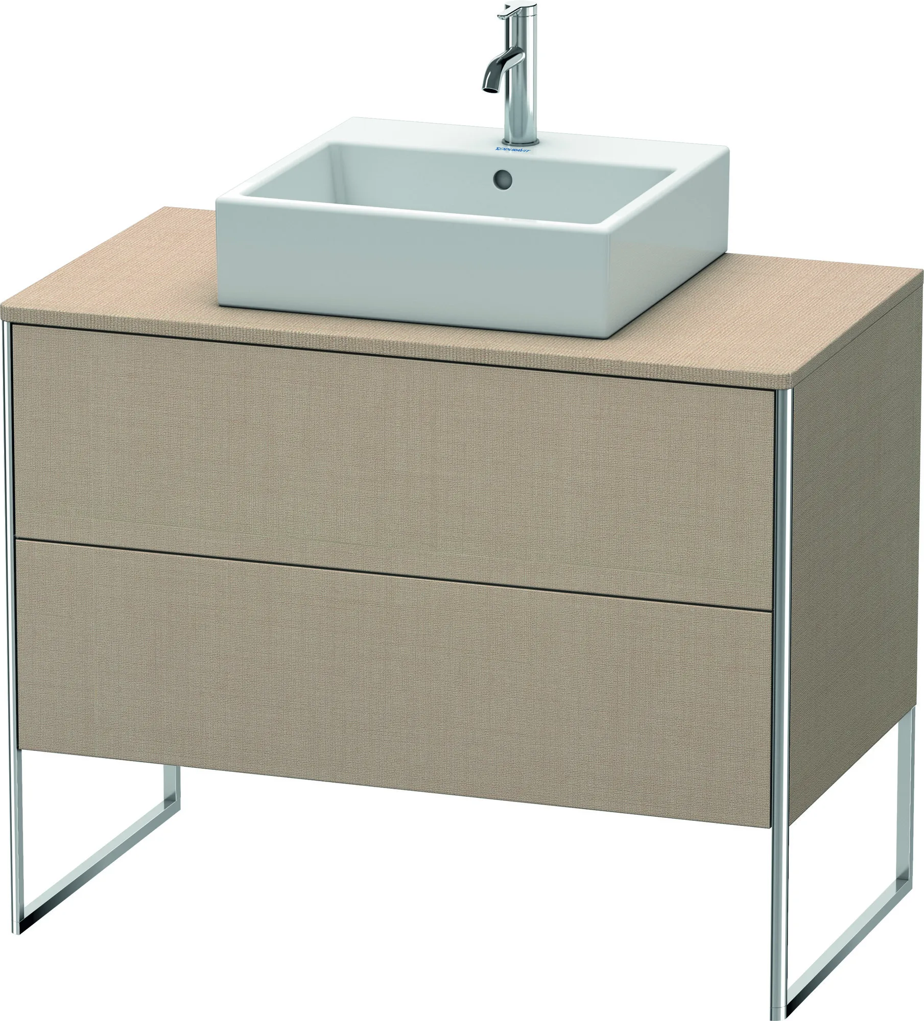 Duravit Waschtischunterschrank bodenstehend „XSquare“ 100 × 77,8 × 54,8 cm Leinen Becken: mittig / Front- & Korpusfarbe: Leinen / Größe: 100 × 54,8 × 77,8 cm / Oberfläche: Dekor / Profile: Chrom / Schubladen: 2 Duravit Waschtischunterschrank bodenstehend „XSquare“ 100 × 77,8 × 54,8 cm Leinen Becken: mittig / Front- & Korpusfarbe: Leinen / Größe: 100 × 54,8 × 77,8 cm / Oberfläche: Dekor / Profile: Chrom / Schubladen: 2