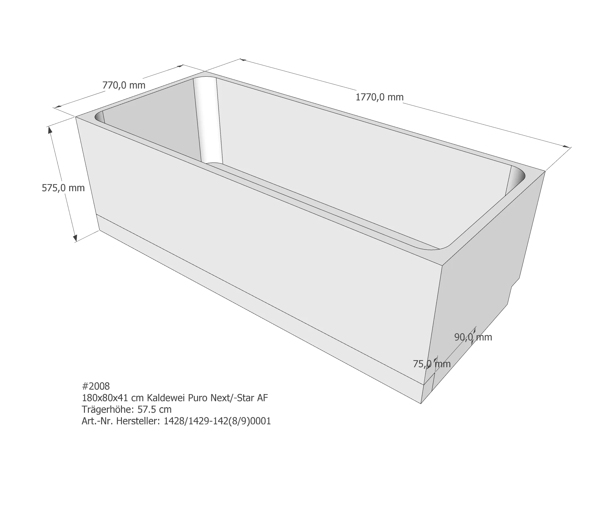 Badewannenträger passend für Kaldewei Dyna Duo 170 × 75 × 43 cm Badewannenträger passend für Kaldewei Dyna Duo 170 × 75 × 43 cm