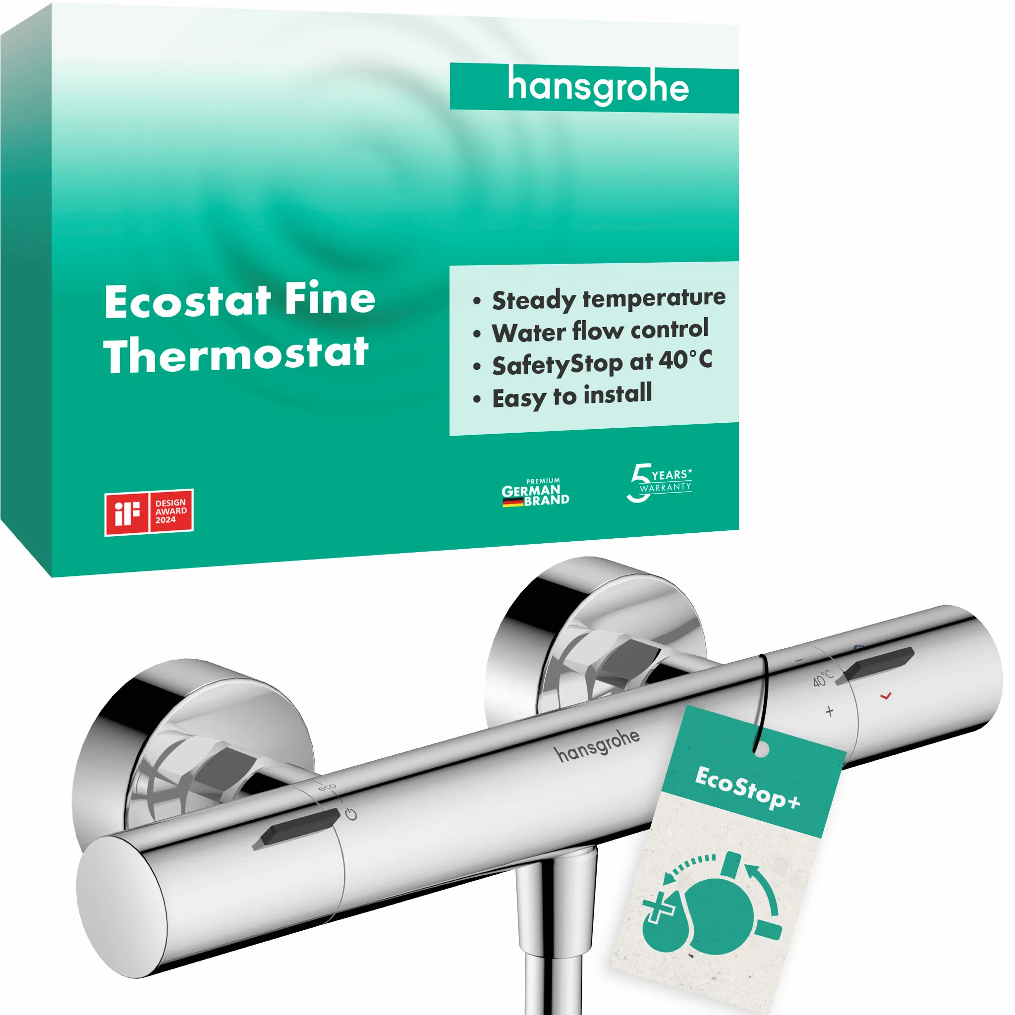 Hansgrohe Ecostat Fine Brausethermostat Aufputz, Chrom Hansgrohe Ecostat Fine Brausethermostat Aufputz, Chrom