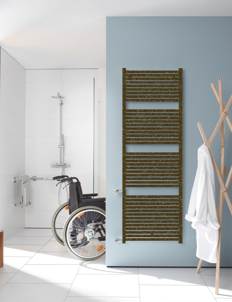 Zehnder Design-Heizkörper „Toga“ für Warmwasser-Zentralheizung oder gemischten Betrieb 45 × 114,8 cm in Bronze