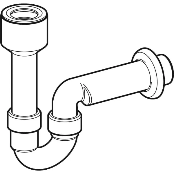 Rohrbogengeruchsverschluss für Ausgussbecken, mit Wandrosette, Abgang horizontal: d=40mm, weiß-alpin