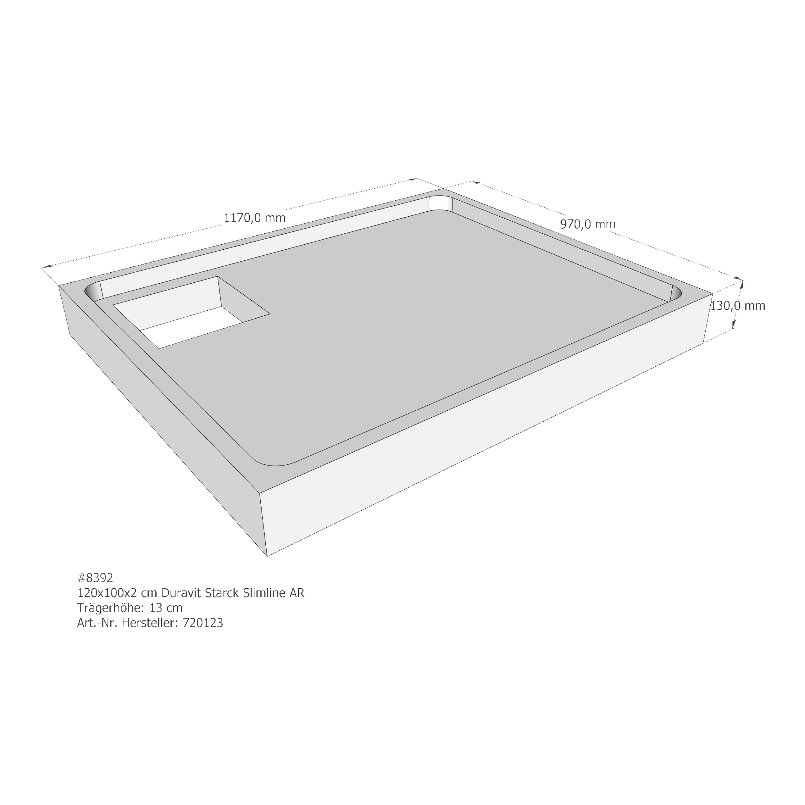 Duschwannenträger für Duravit Starck Slimline 120 × 100 × 2 cm Duschwannenträger für Duravit Starck Slimline 120 × 100 × 2 cm