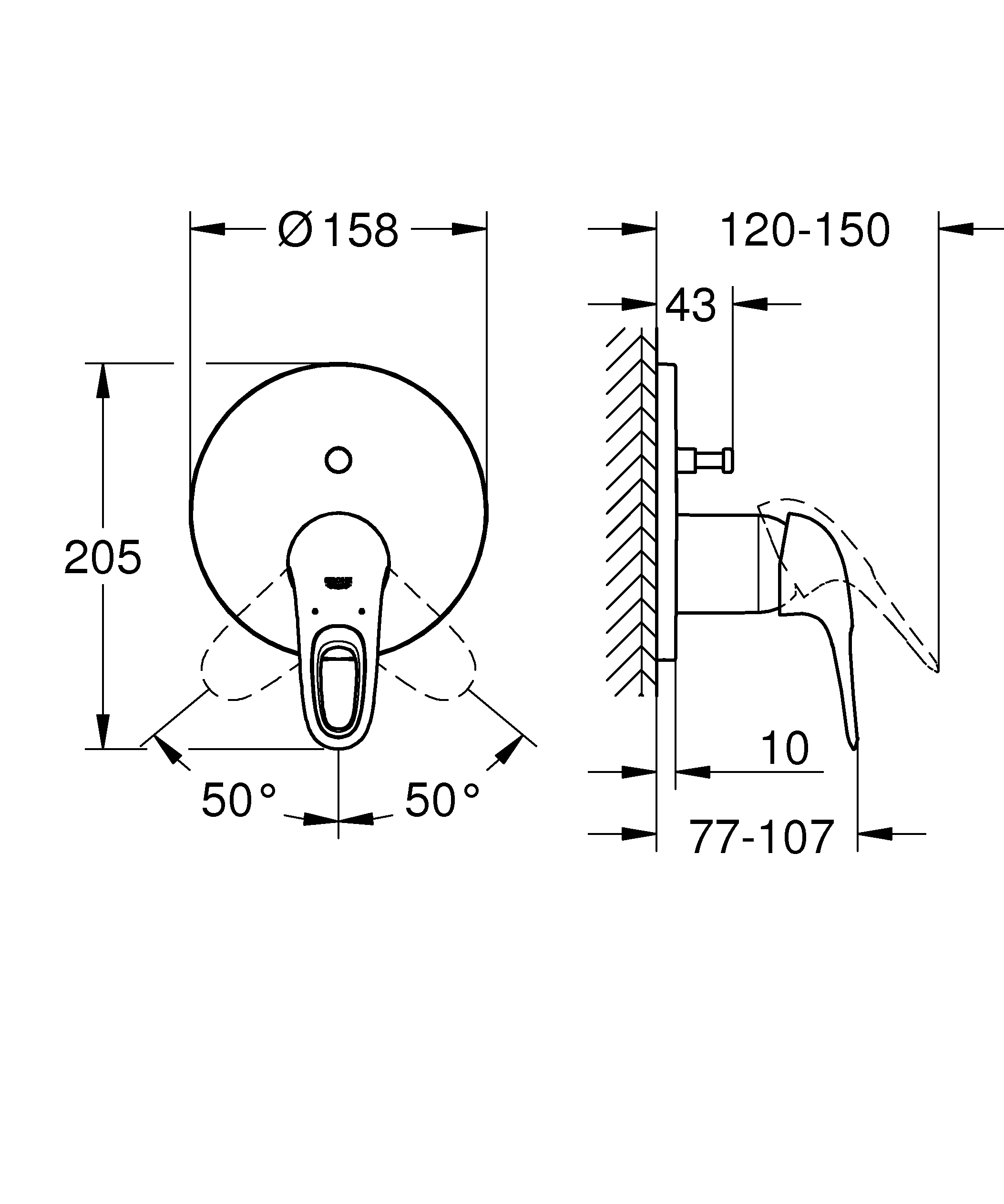 Einhand-Wannenbatterie Eurostyle 24049_3, Fertigmontageset für Rapido SmartBox, Hebel offen, chrom