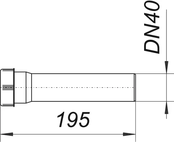 Verlängerungsrohr V 4, 195 mm lang, DN 40