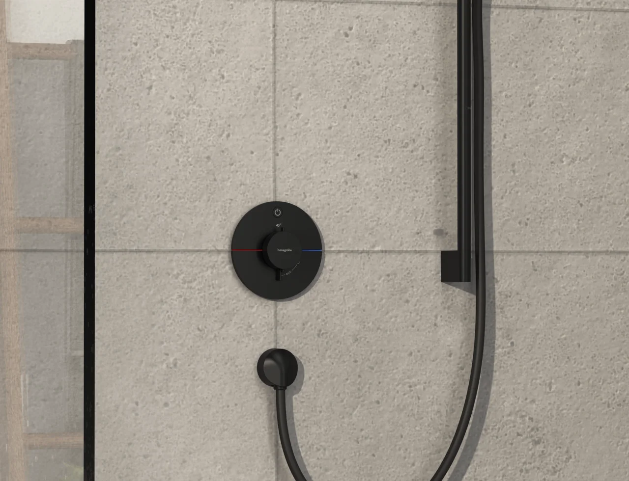Hansgrohe ShowerSelect Comfort S Thermostat Unterputz, Mattschwarz, 1 Verbraucher, flache Rosette, einfache Installation