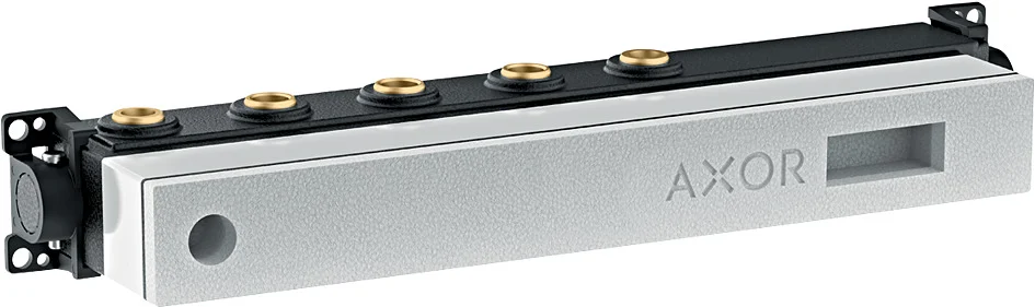 Hansgrohe AXOR Thermostatmodul Select - Grundkörper für 3 Verbraucher, Anschlussgewinde Rp 3/4, Anschlussgröße DN15/DN20, horizontale Montage, schallentkoppelt, Einbautiefe 92–120 mm Hansgrohe AXOR Thermostatmodul Select - Grundkörper für 3 Verbraucher, Anschlussgewinde Rp 3/4, Anschlussgröße DN15/DN20, horizontale Montage, schallentkoppelt, Einbautiefe 92–120 mm