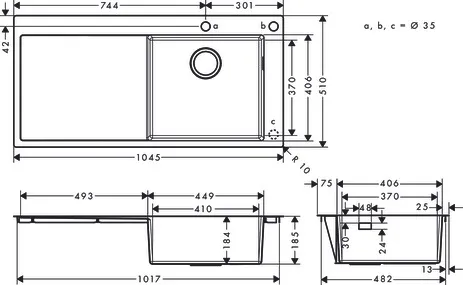 Einbauspüle 450 mit Abtropffläche S717-F450