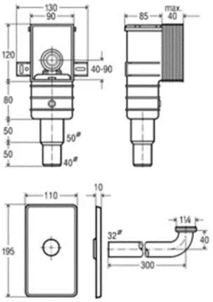 VitrA Zubehör Spezial-Ablaufgarnitur Waschtische Unterputz Chrom