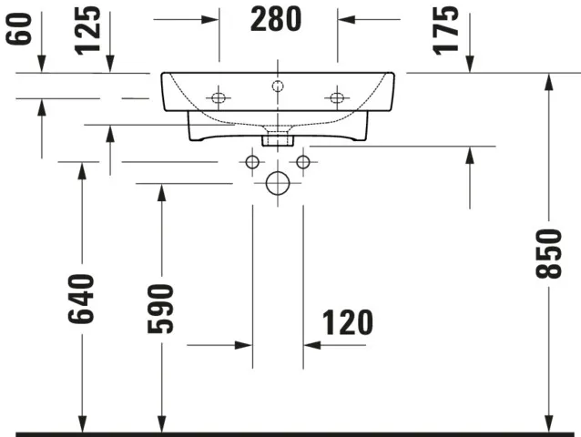 Wandwaschtisch „No.1“, mit Überlauf, Hahnlochposition mittig Wandwaschtisch „No.1“, mit Überlauf, Hahnlochposition mittig