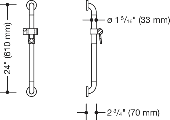 Brausehalterstange (USA) Serie 801 Achsmaß 24 inch reinweiß Brausehalterstange (USA) Serie 801 Achsmaß 24 inch reinweiß