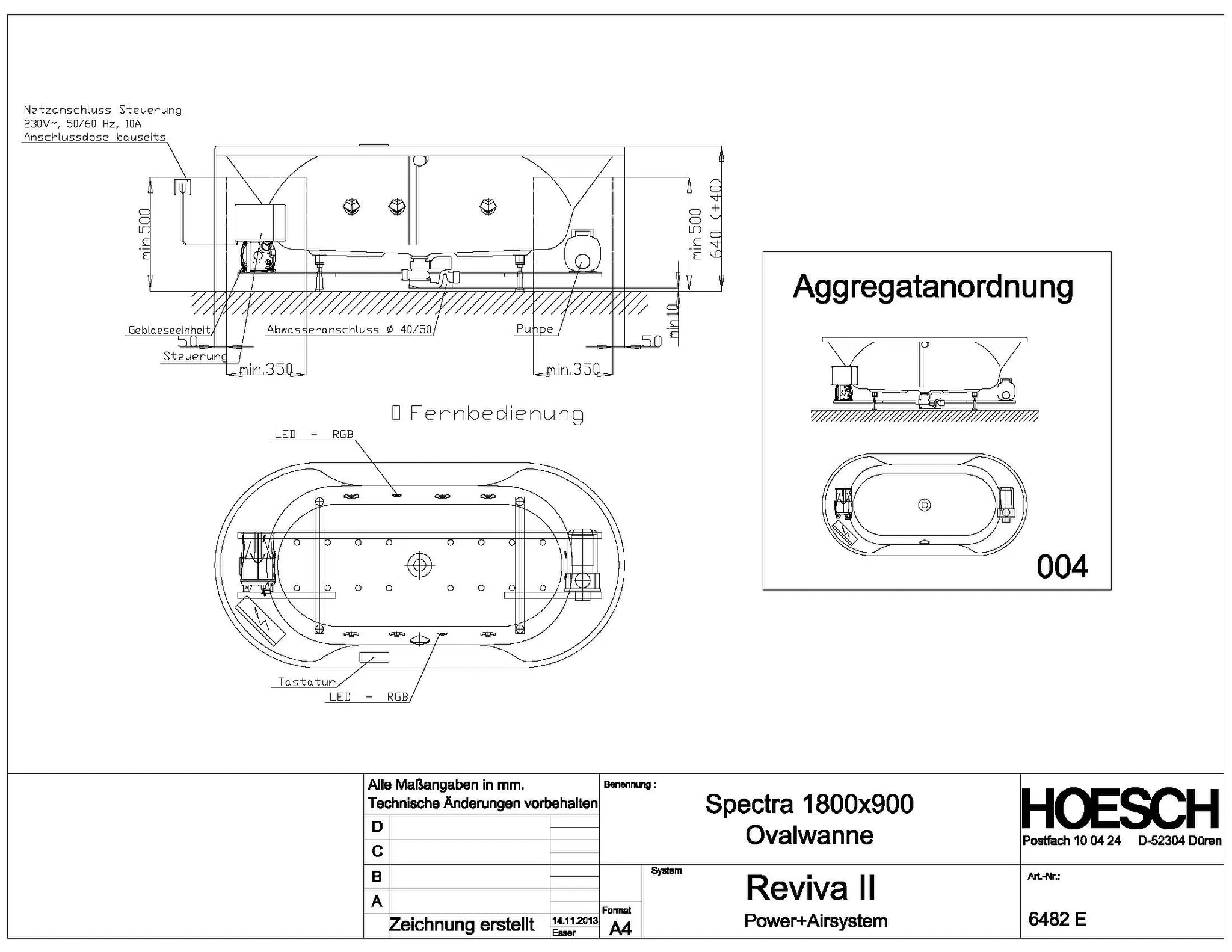 Hoesch Whirlwanne „Spectra“ mit Whirlsystem „Reviva II“ oval 180 × 90 cm, oval in Weiß Hoesch Whirlwanne „Spectra“ mit Whirlsystem „Reviva II“ oval 180 × 90 cm, oval in Weiß