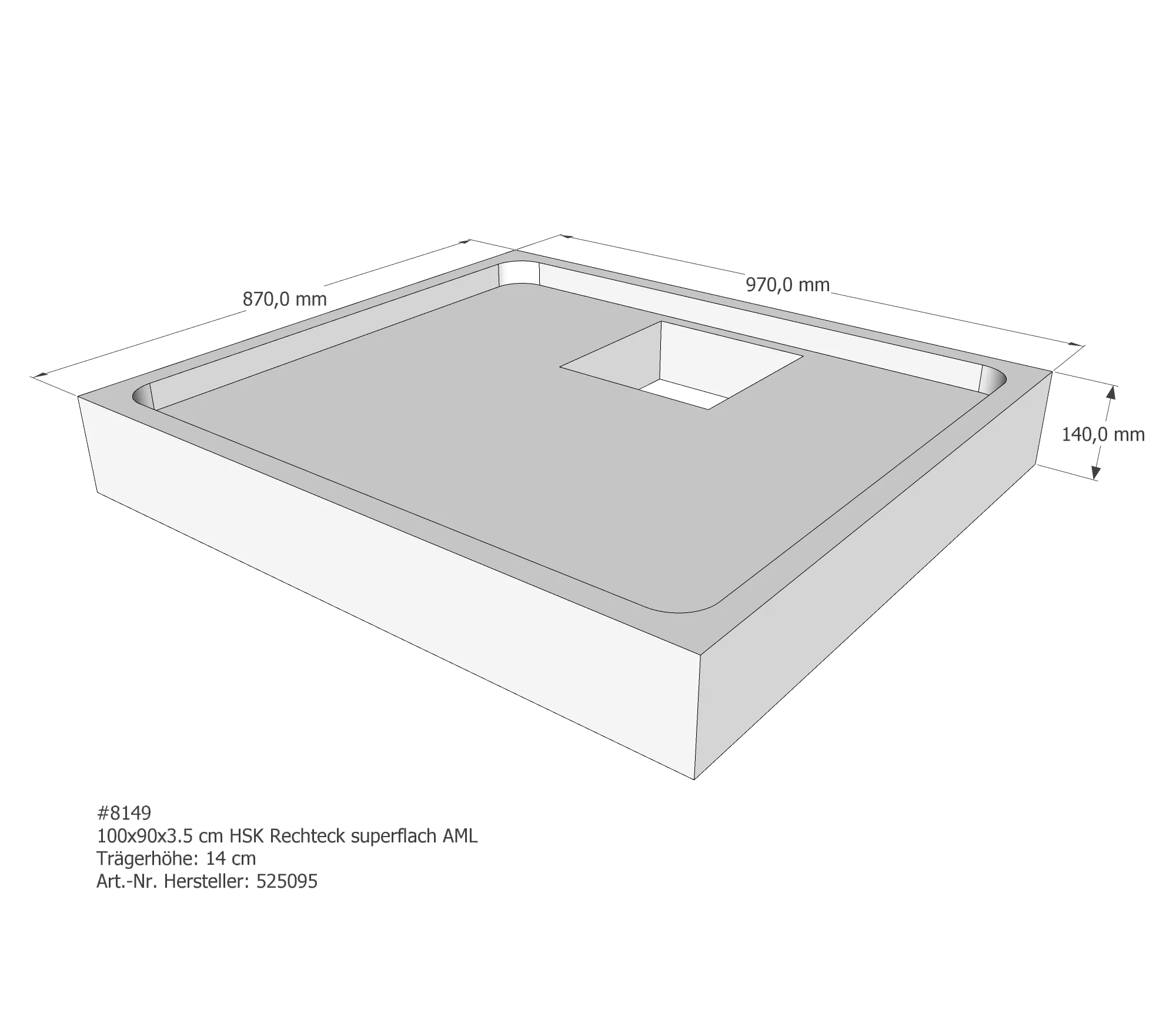 Duschwannenträger passend für HSK Rechteck superflach 100 × 90 × 3,5 cm