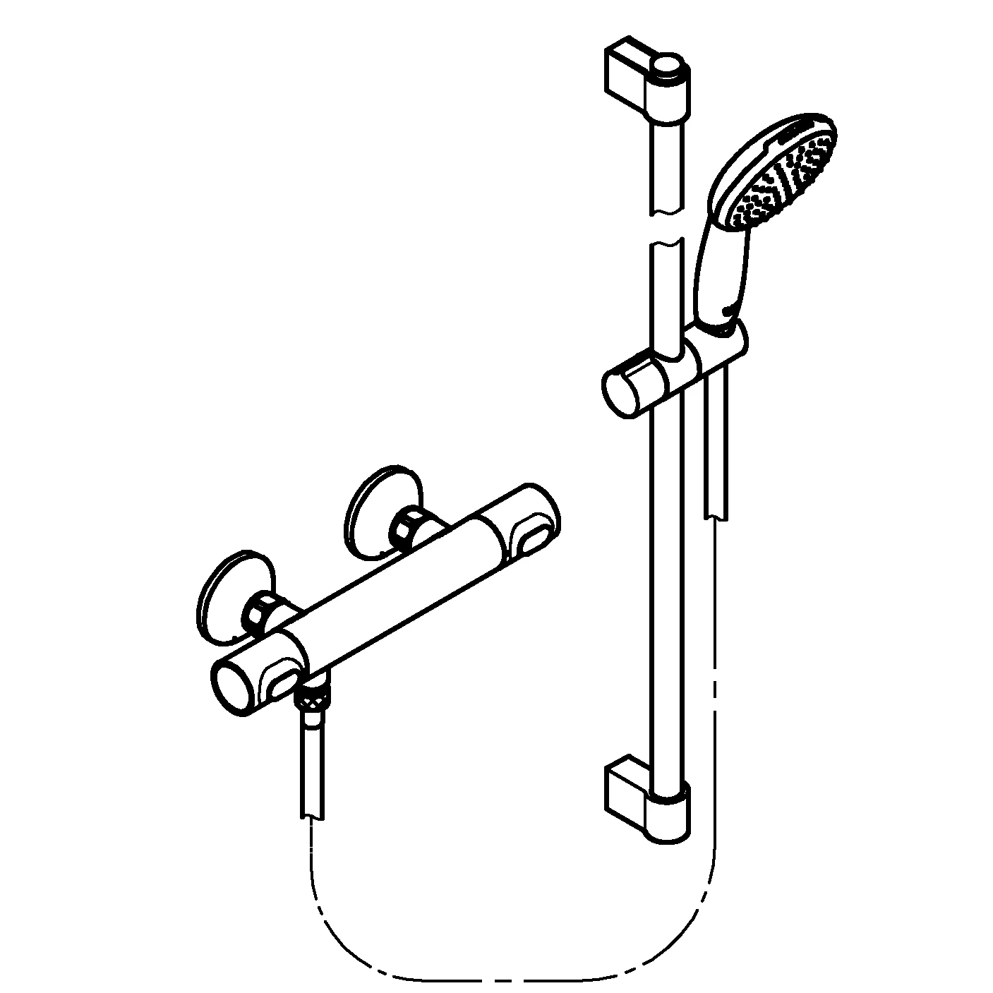 Thermostat-Brausebatterie Grohtherm 500 34797_1, mit Tempesta Brausestangenset 900mm, 1 Strahlart: Rain, chrom